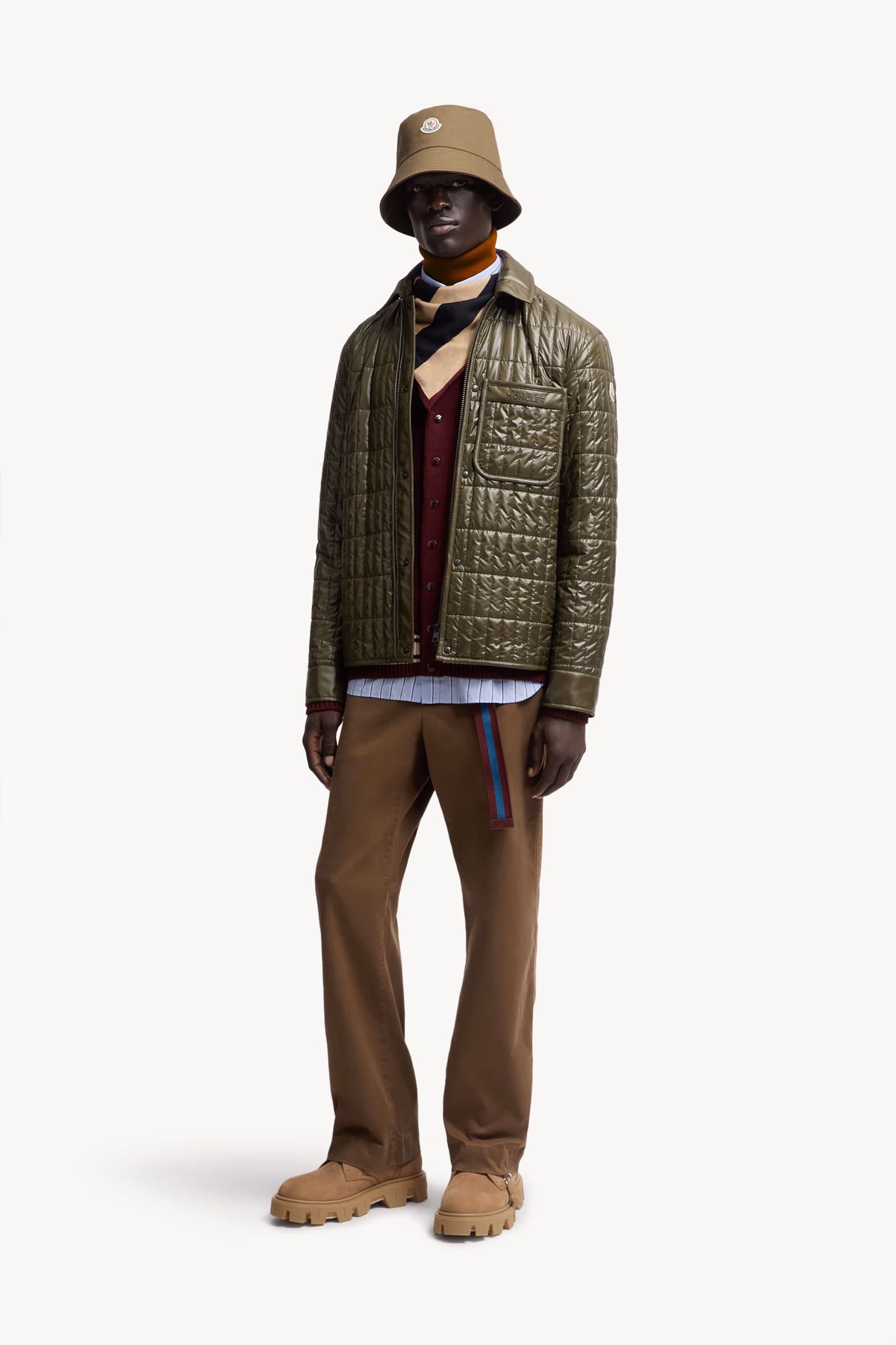Veste-chemise à matelassage vertical Madiere Hommes Vert Olive Moncler 0